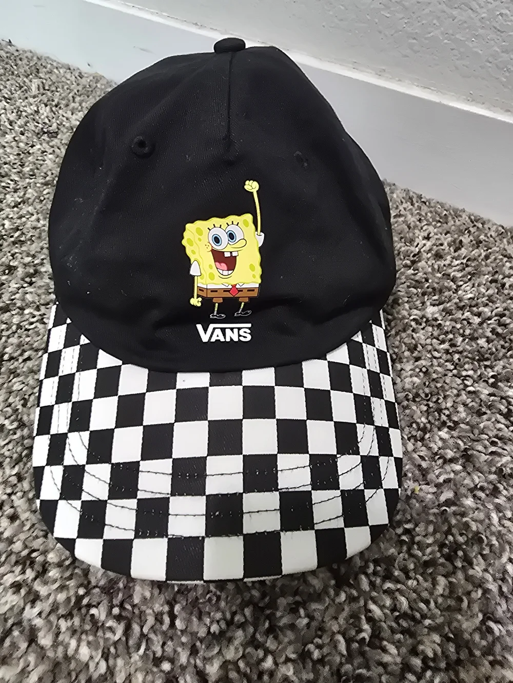 Vans Spongebob Checkerboard Cap - Black & White with Yellow Accent